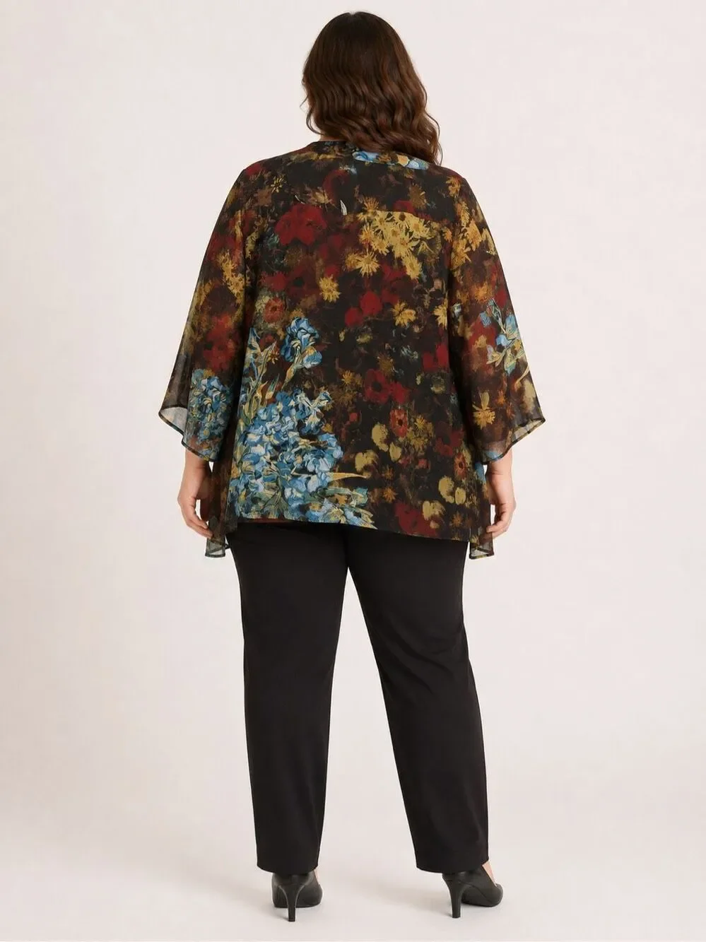 Citron Santa Monica 100% Silk Floral Two-Piece Tunic Jacket & Shell Set 3X